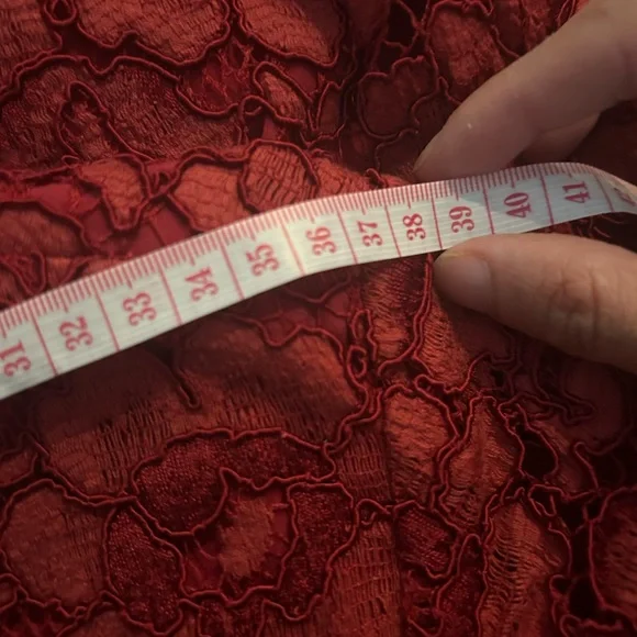 🚩steal Authentic Burberry Floral Lace Midi Dress in Deep Red - Picture 7 of 7